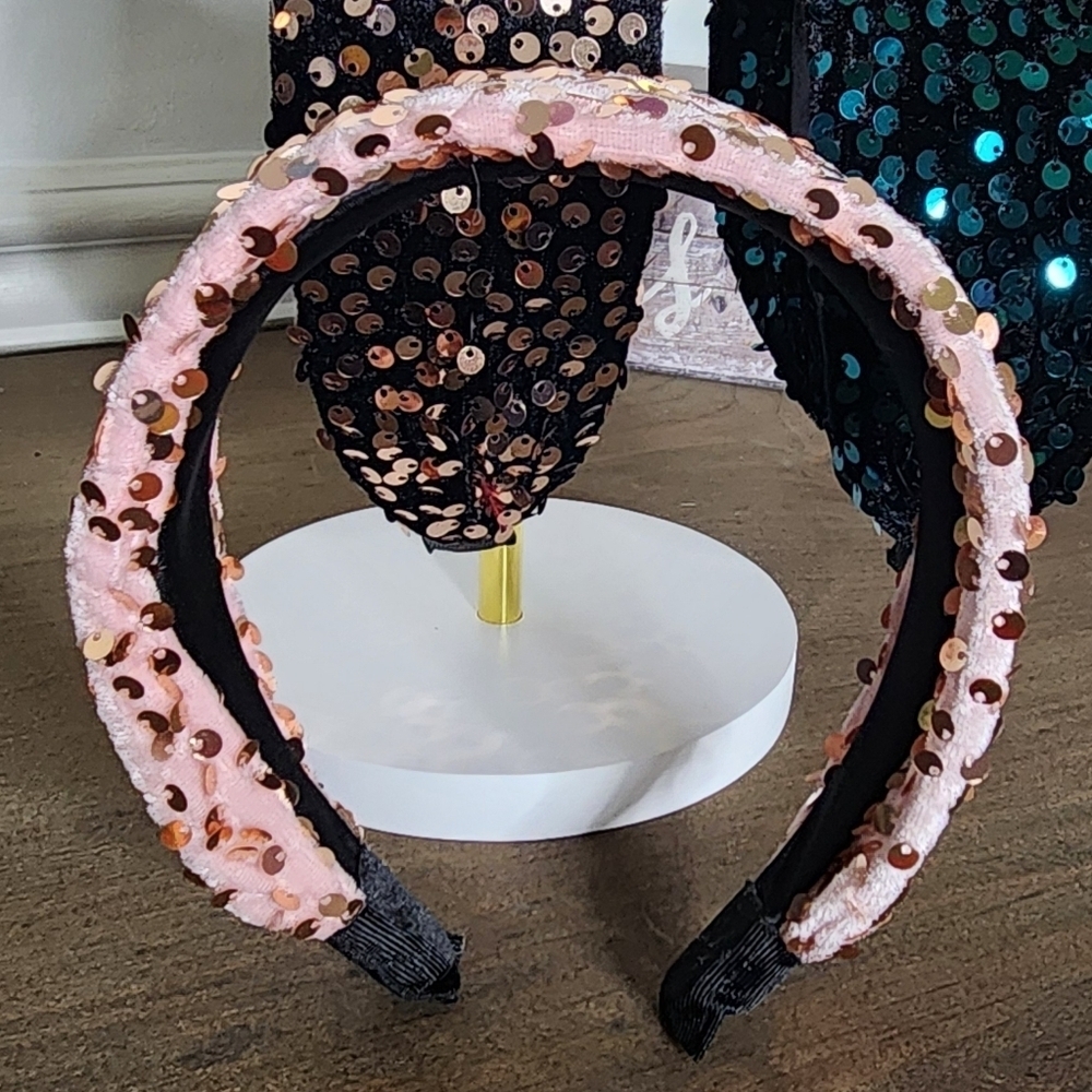 Sequin Embellished Headbands - Pink, Black, Blue - Picture 2 of 4